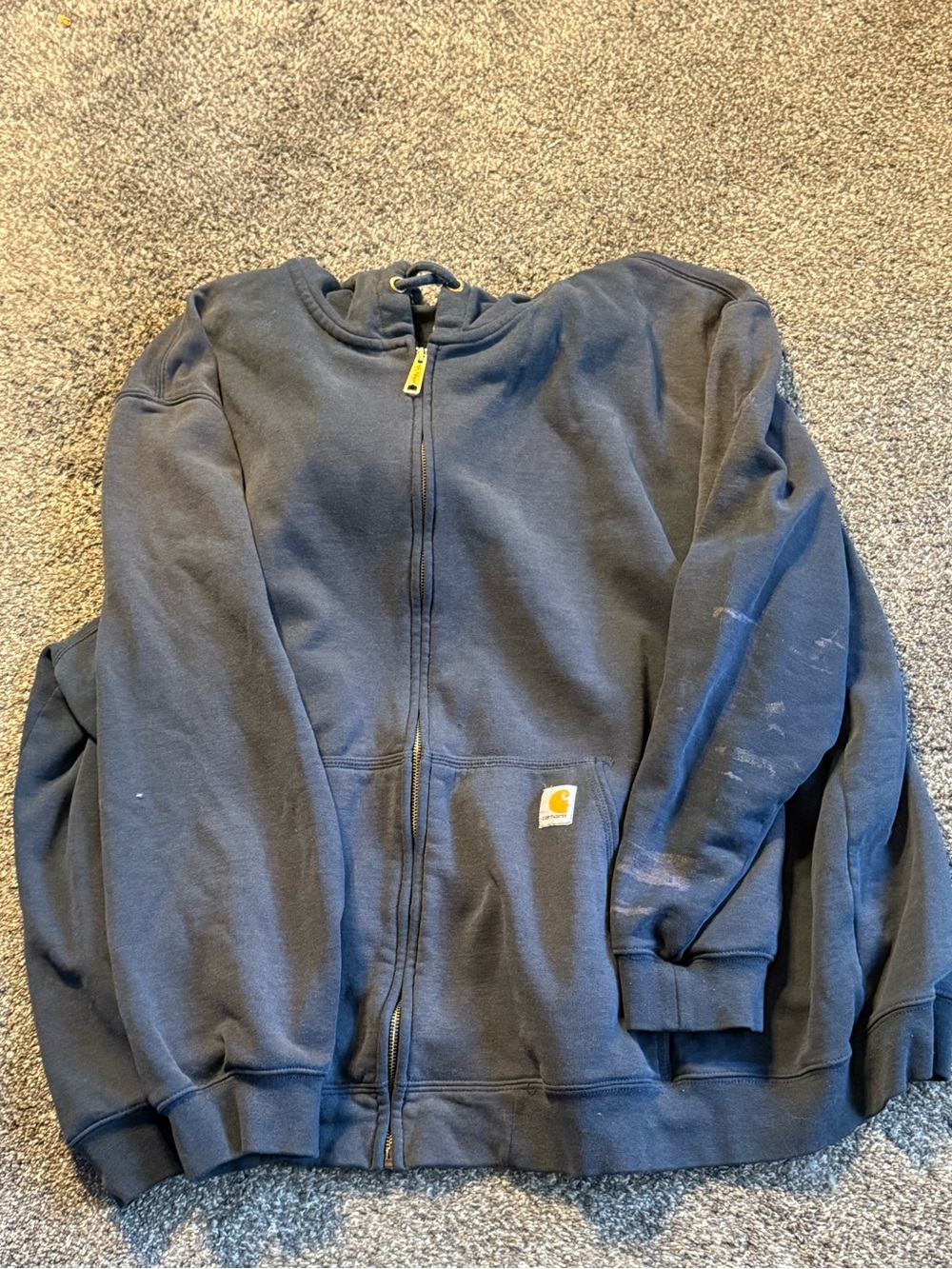 Carhartt Dark Blue Full-Zip Hooded Sweatshirt with Pocket Logo